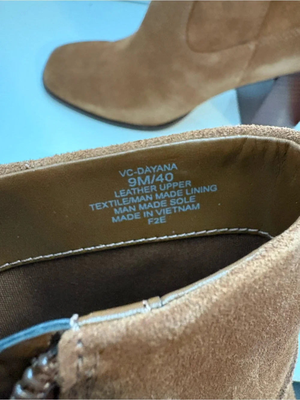 Vince Camuto Chestnut Suede Block Heel Ankle Boots